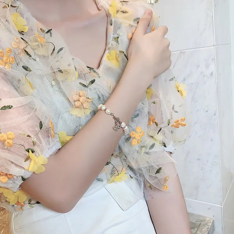Natural Freshwater Pearl Honeybee Bracelet