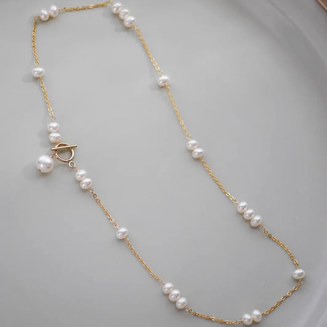 Gold Filled Natural Freshwater Pearl Chain Necklace