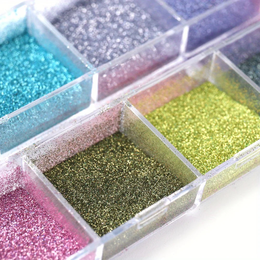 Holographic Nail Glitter Powder Set 12-Grid