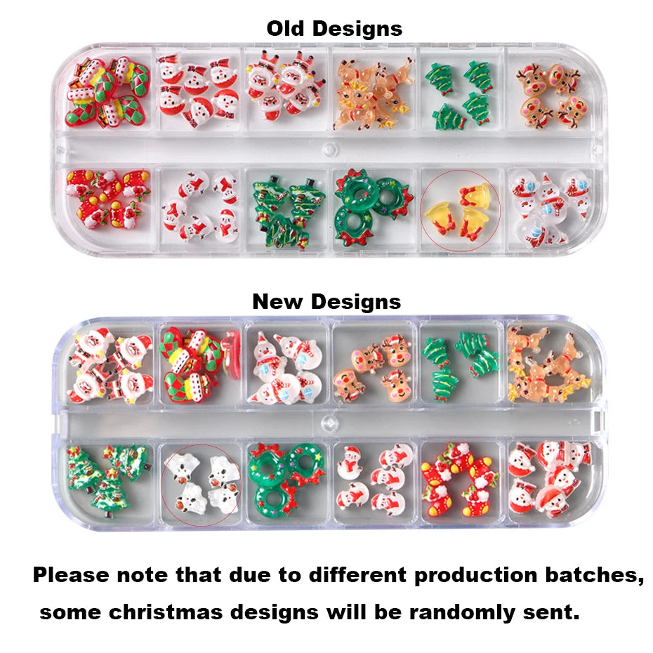 Christmas theme - 12-Grid Santa Claus Nail Art Charms