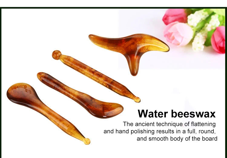 Set of wooden tools with water beeswax finish on a white background with flowers.