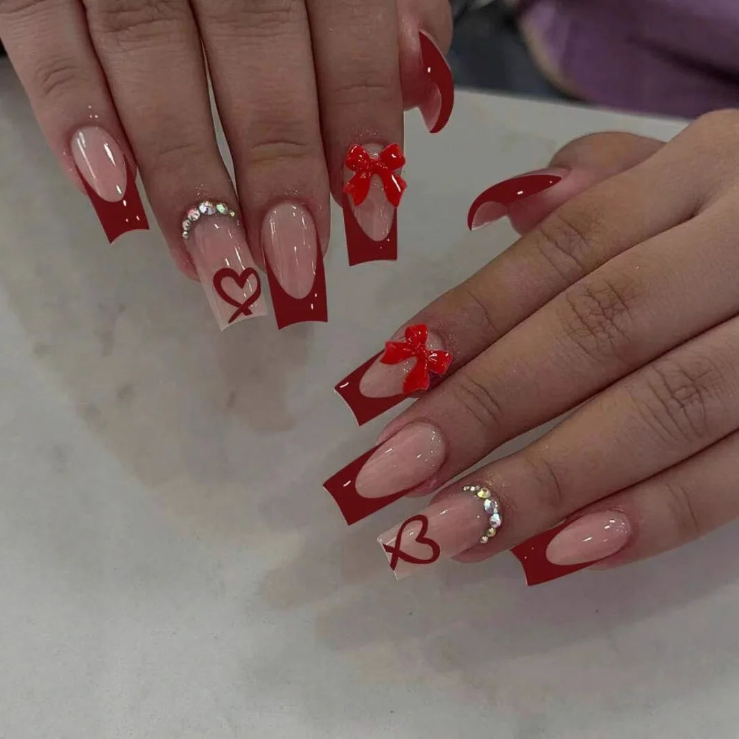 24-Piece Mid-Length Square French Press-On Nails – Leopard Print 3D Flower & Star