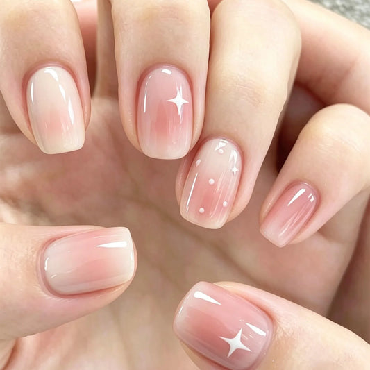 Short Square Polka Dot & Starburst Press-On Nails 24-Piece