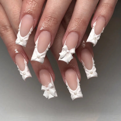 24-Piece Mid-Length Square French Press-On Nails – Leopard Print 3D Flower & Star