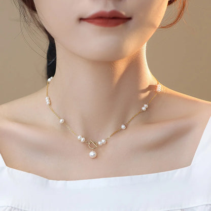 Gold Filled Natural Freshwater Pearl Chain Necklace