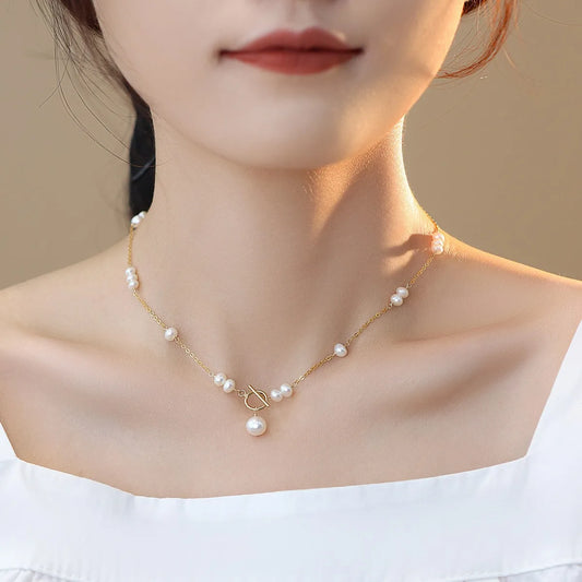 Gold Filled Natural Freshwater Pearl Chain Necklace