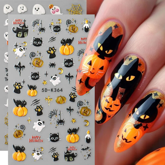 5D Embossed Halloween theme Nail Stickers