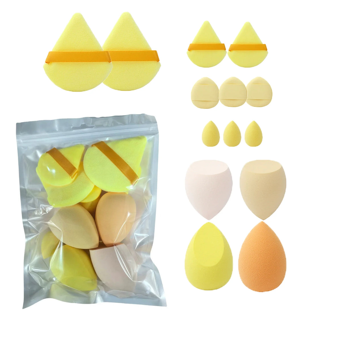 Makeup Sponge Set – Cosmetic Blender & Powder Puffs 14-Piece