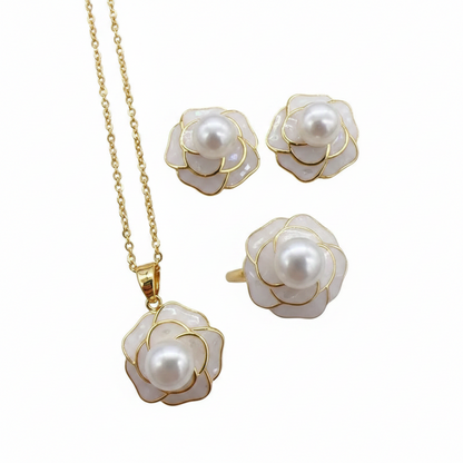 Sterling Silver Natural Freshwater Pearl Pendant Set