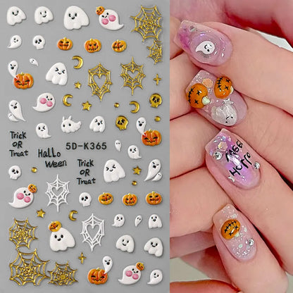 5D Embossed Halloween theme Nail Stickers