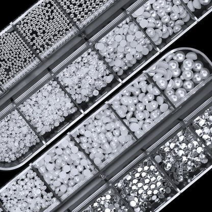 Pearl Nail Rhinestones, 12-Grid