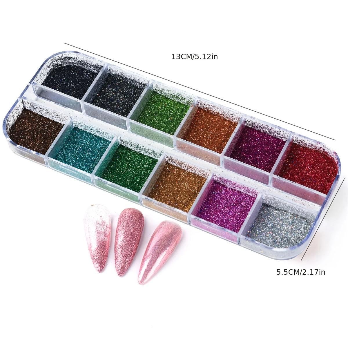 Holographic Nail Glitter Powder Set 12-Grid
