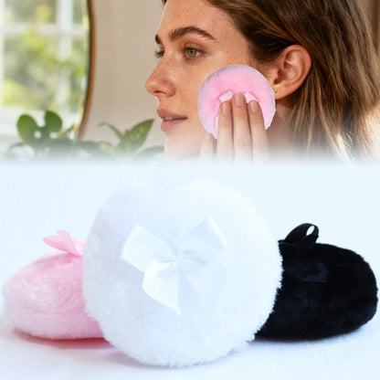 Large Fluffy Velour Powder Puff – Washable Wet & Dry Makeup Puff