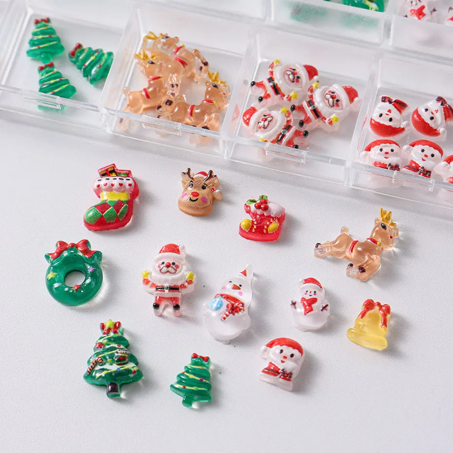 Christmas theme - 12-Grid Santa Claus Nail Art Charms