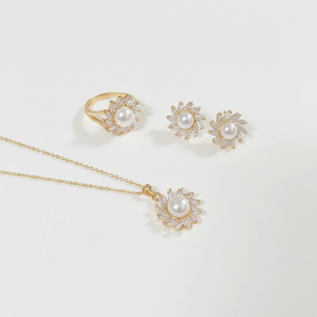 Freshwater Pearl Flower Pendant Set