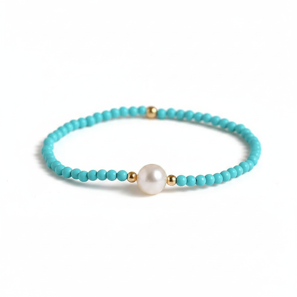 Natural Freshwater Pearl & Turquoise Stone Bracelet