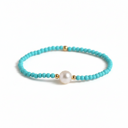 Natural Freshwater Pearl & Turquoise Stone Bracelet