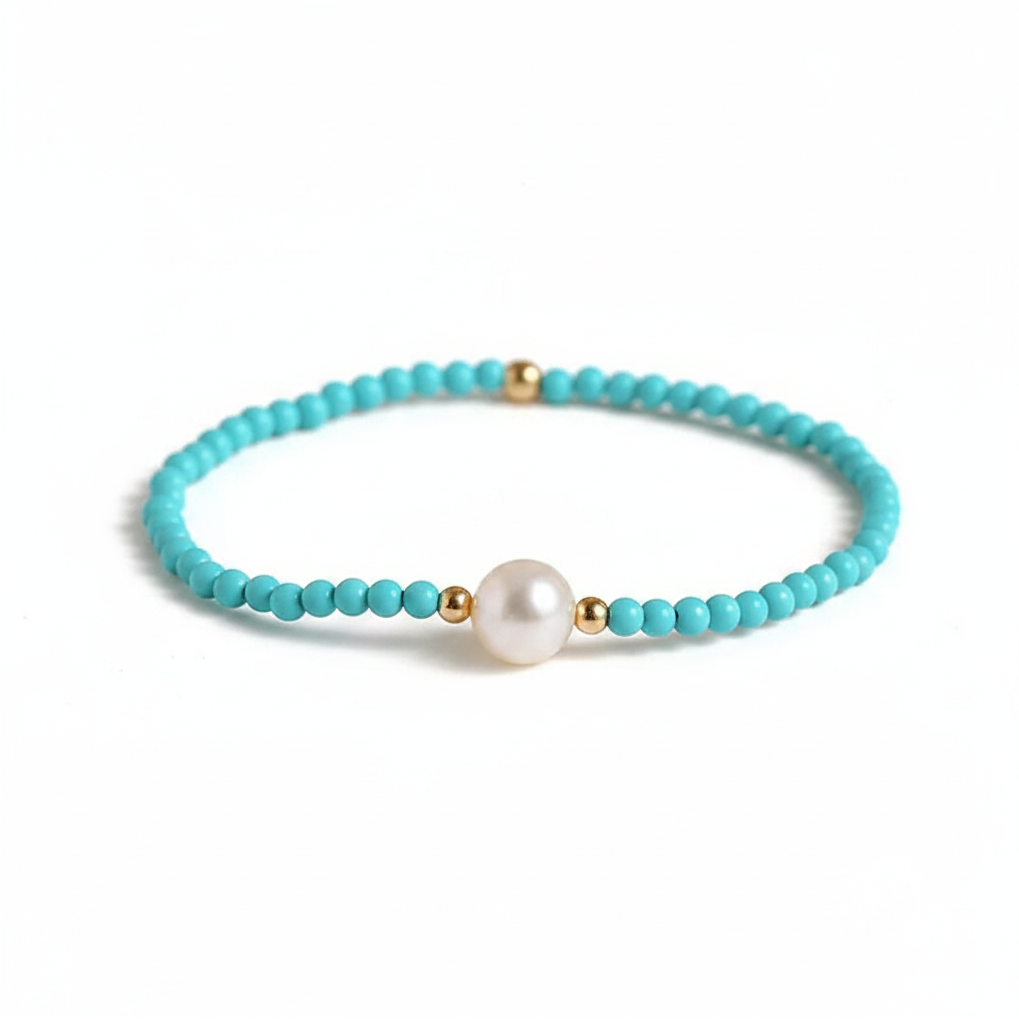 Natural Freshwater Pearl & Turquoise Stone Bracelet
