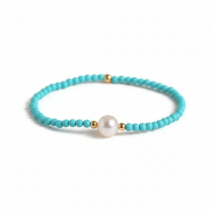 Natural Freshwater Pearl & Turquoise Stone Bracelet