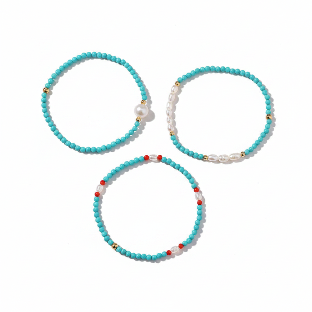 Natural Freshwater Pearl & Turquoise Stone Bracelet