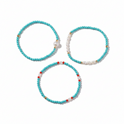 Natural Freshwater Pearl & Turquoise Stone Bracelet