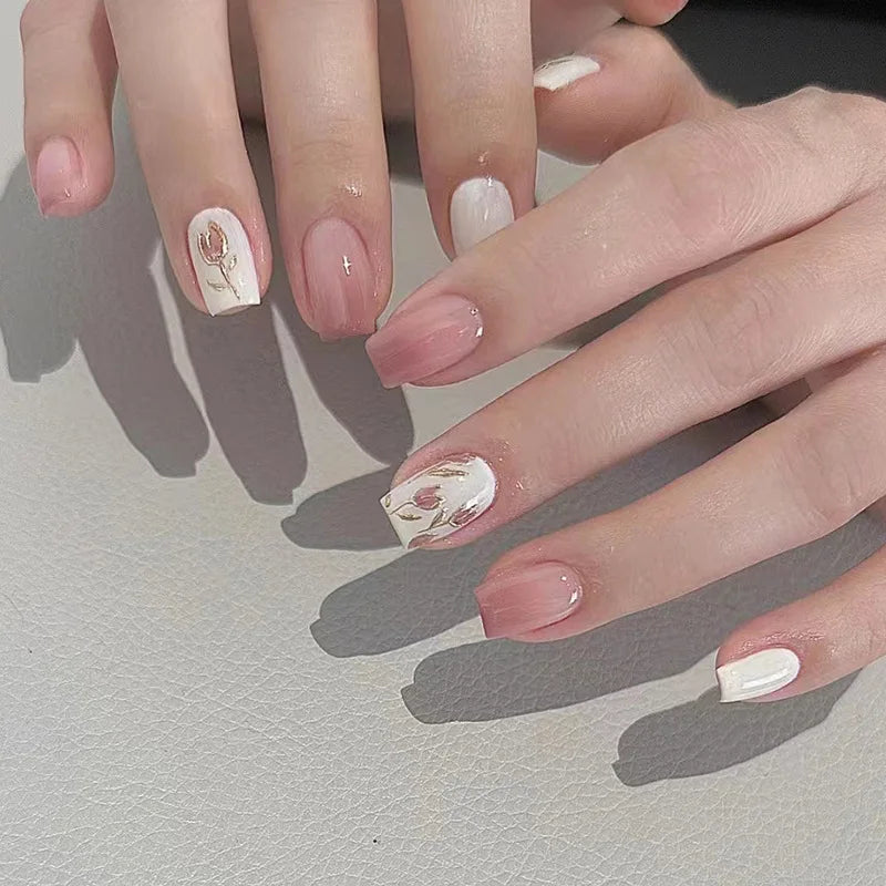 Short Square Polka Dot & Starburst Press-On Nails 24-Piece