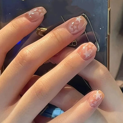 Short Square Polka Dot & Starburst Press-On Nails 24-Piece