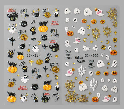 5D Embossed Halloween theme Nail Stickers