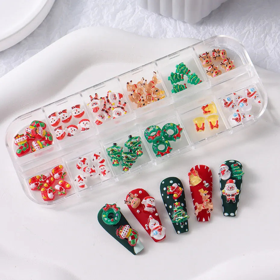 Christmas theme - 12-Grid Santa Claus Nail Art Charms
