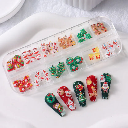 Christmas theme - 12-Grid Santa Claus Nail Art Charms