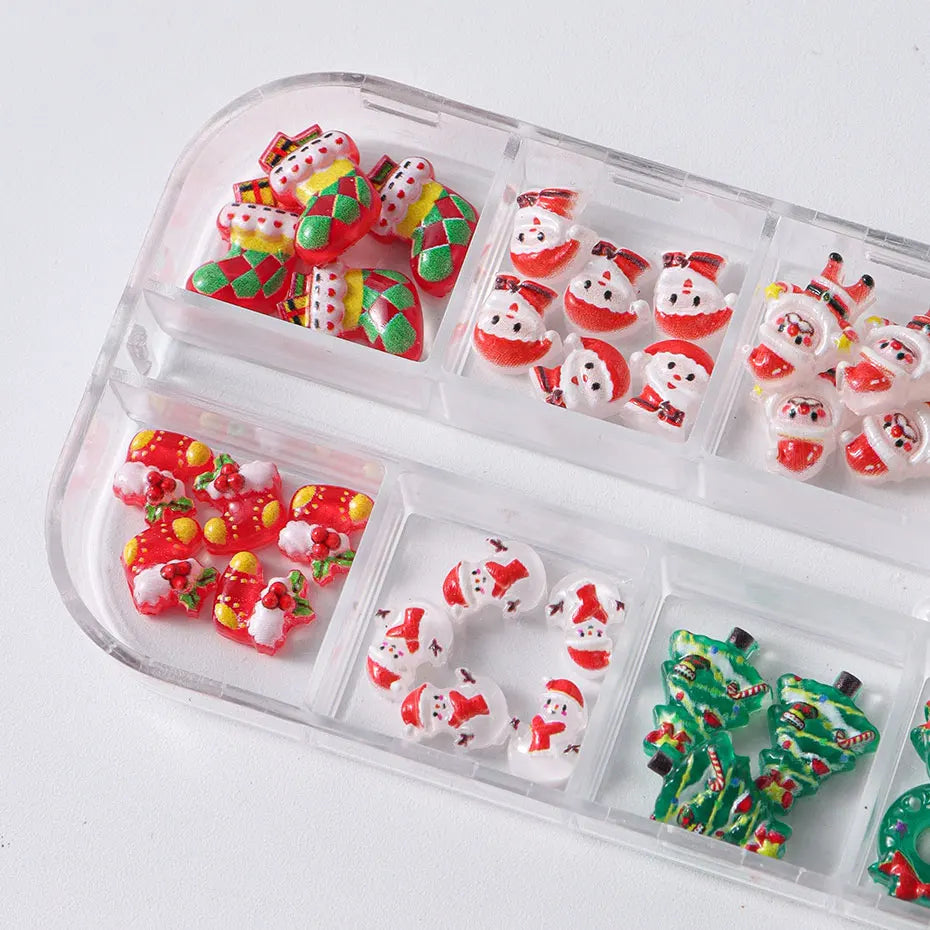 Christmas theme - 12-Grid Santa Claus Nail Art Charms