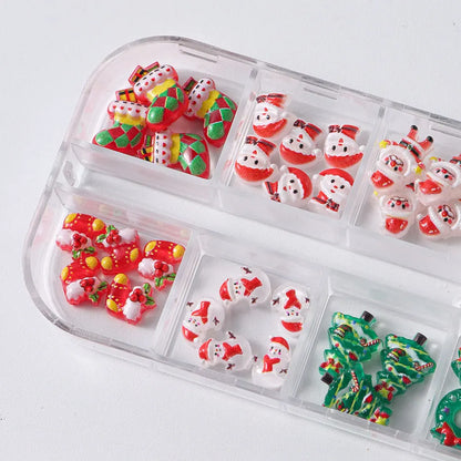 Christmas theme - 12-Grid Santa Claus Nail Art Charms