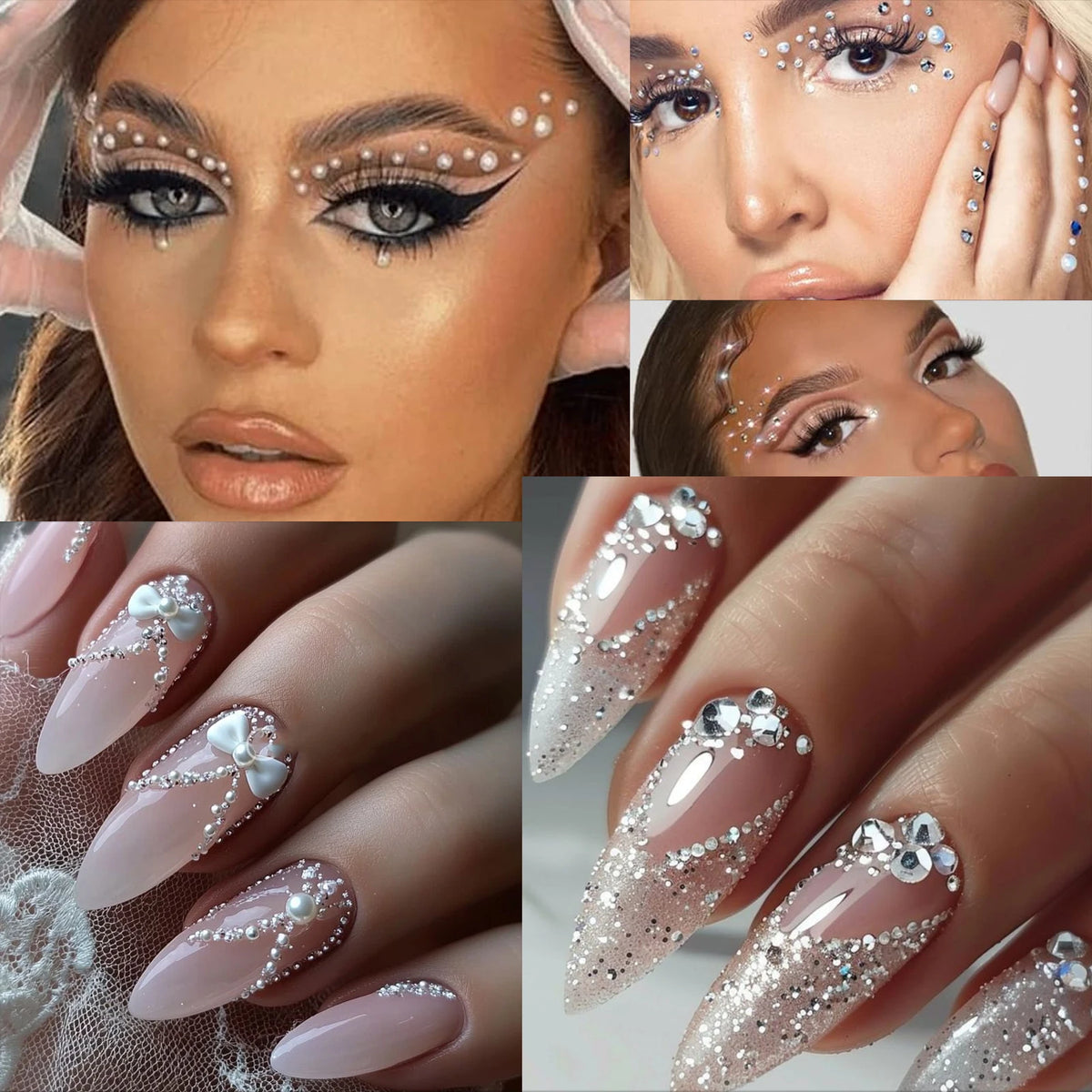 Pearl Nail Rhinestones, 12-Grid