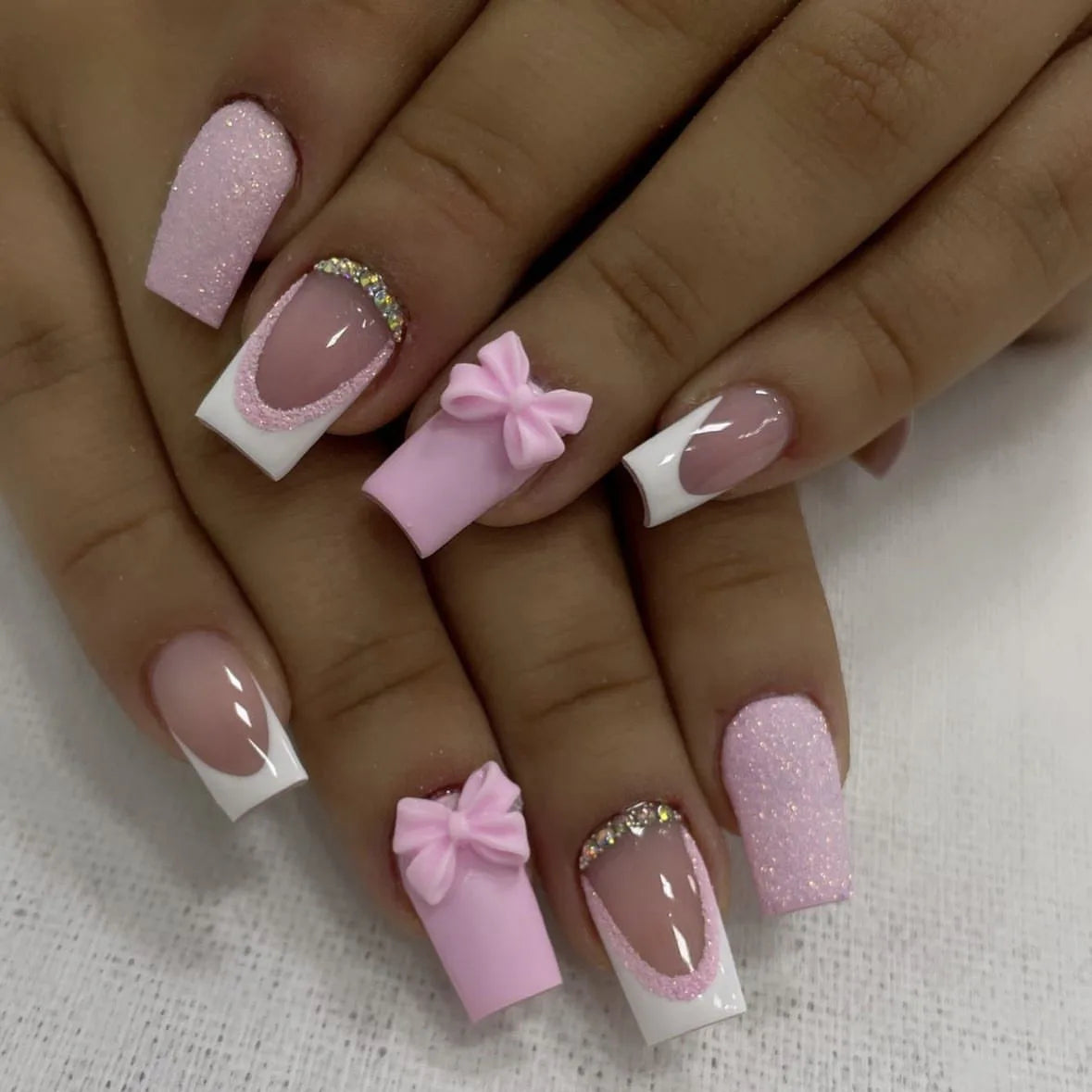 24-Piece Mid-Length Square French Press-On Nails – Leopard Print 3D Flower & Star