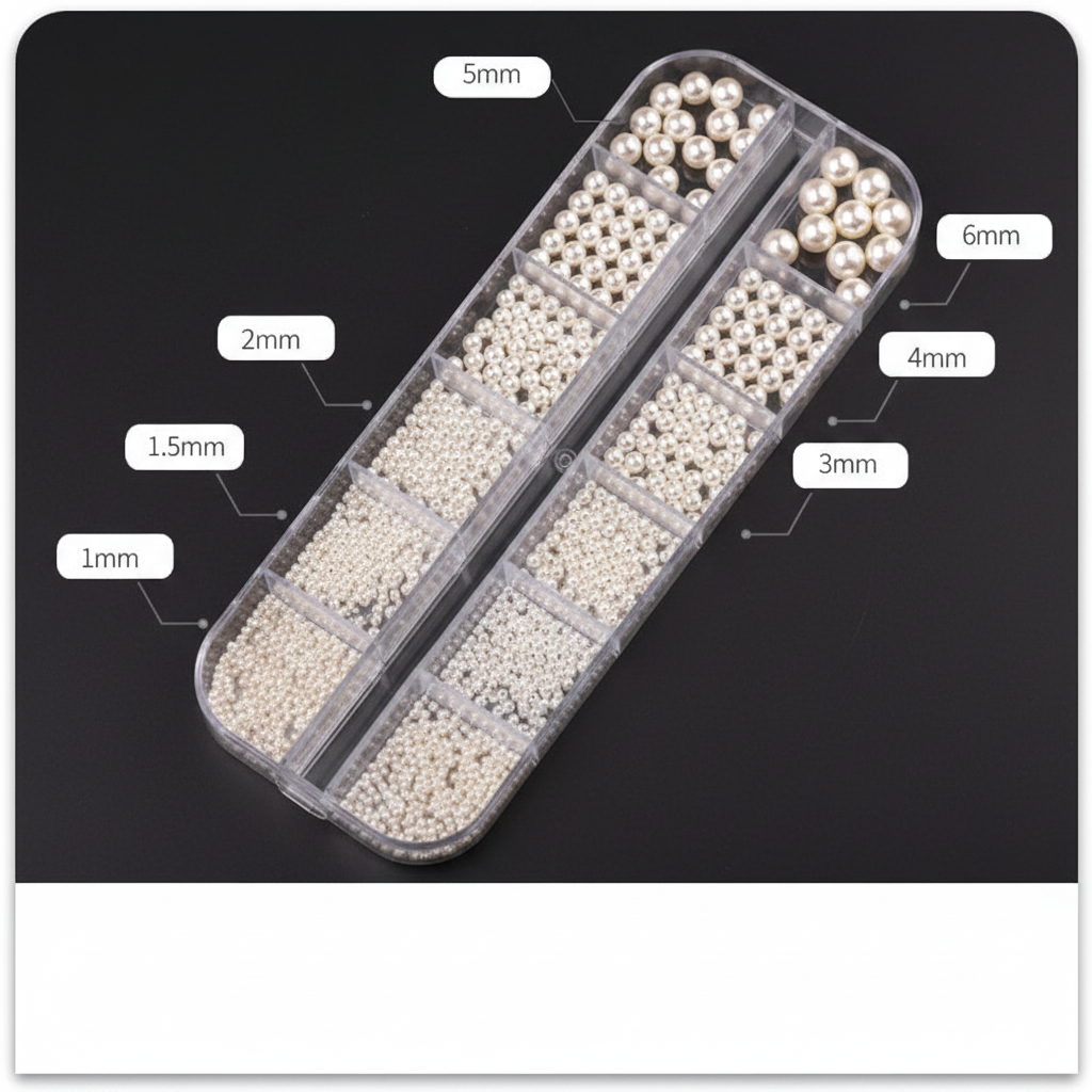 Pearl Nail Rhinestones, 12-Grid