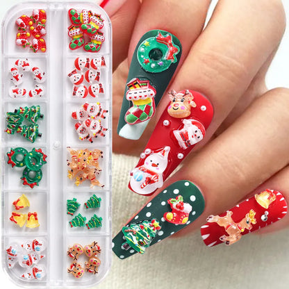 Christmas theme - 12-Grid Santa Claus Nail Art Charms