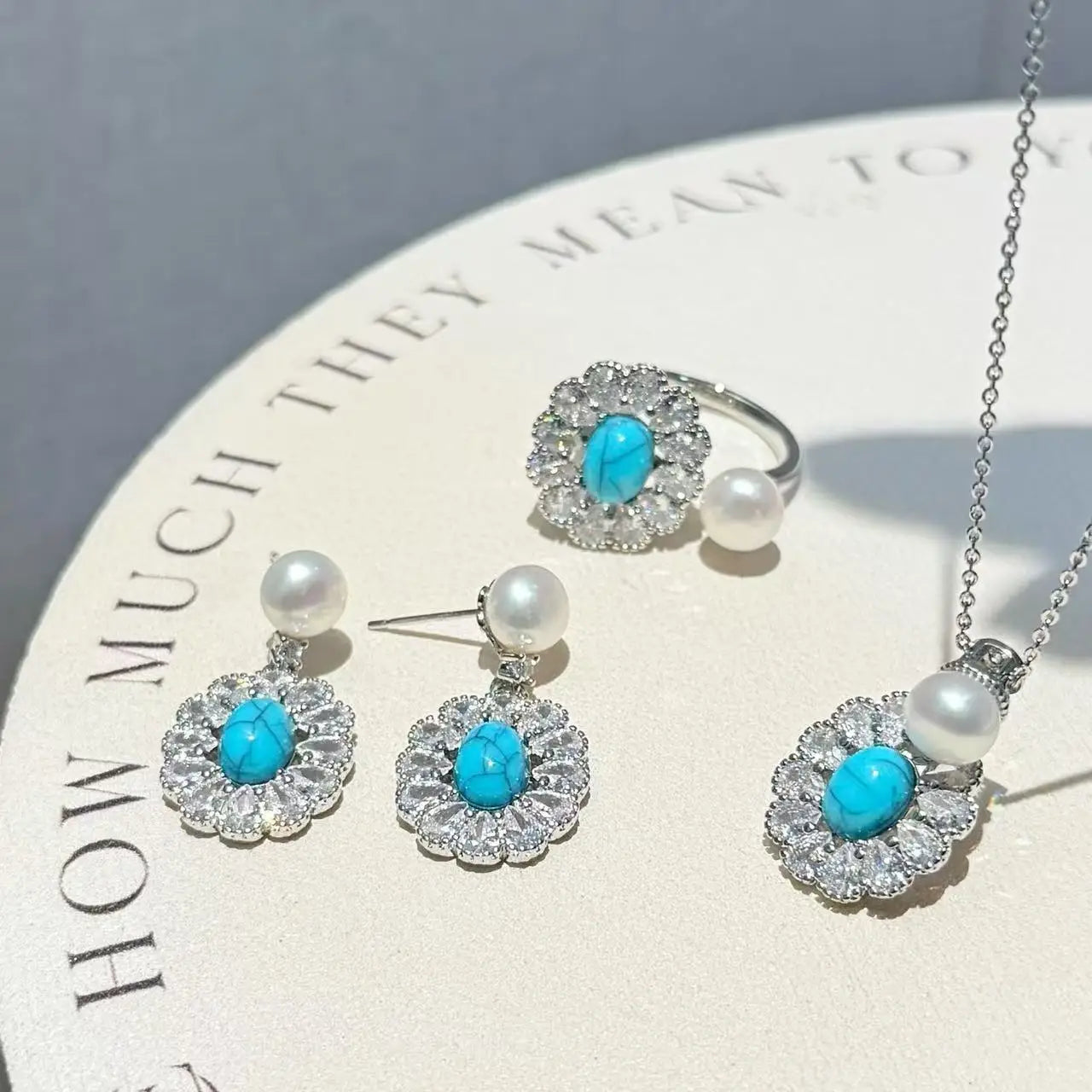 Freshwater Pearl Pendant Set with Turquoise Stone