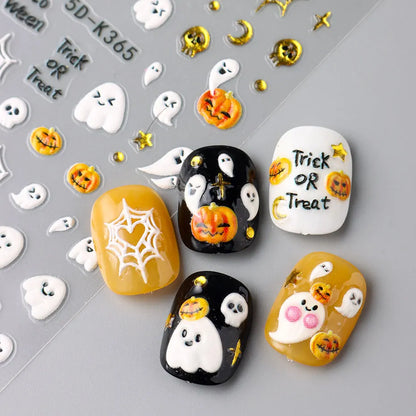 5D Embossed Halloween theme Nail Stickers