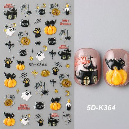 5D Embossed Halloween theme Nail Stickers