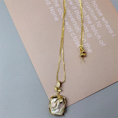 Baroque Natural Freshwater Pearl Rose Leaf Jewelry Set