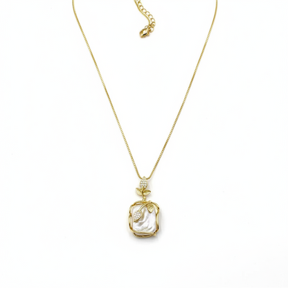 Baroque Natural Freshwater Pearl Rose Leaf Jewelry Set