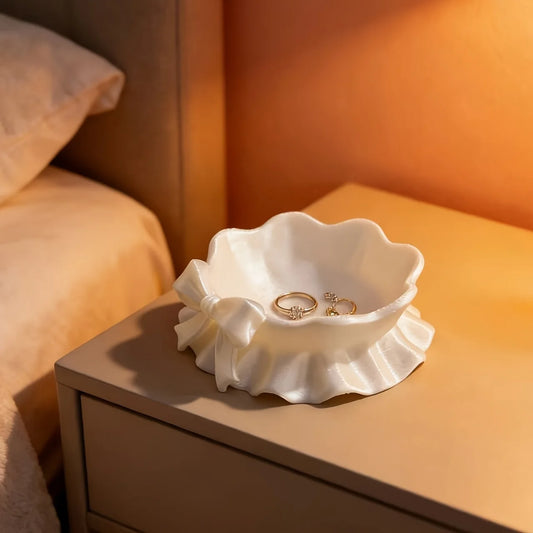 White Bow-Shaped Storage Tray