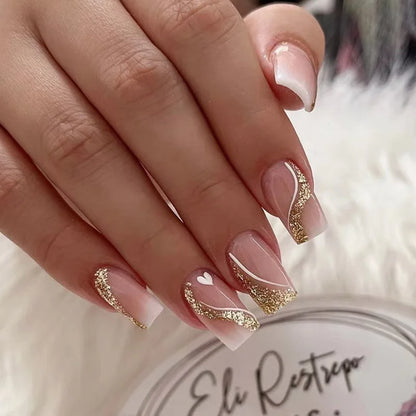 24-Piece Mid-Length Square French Press-On Nails – Leopard Print 3D Flower & Star