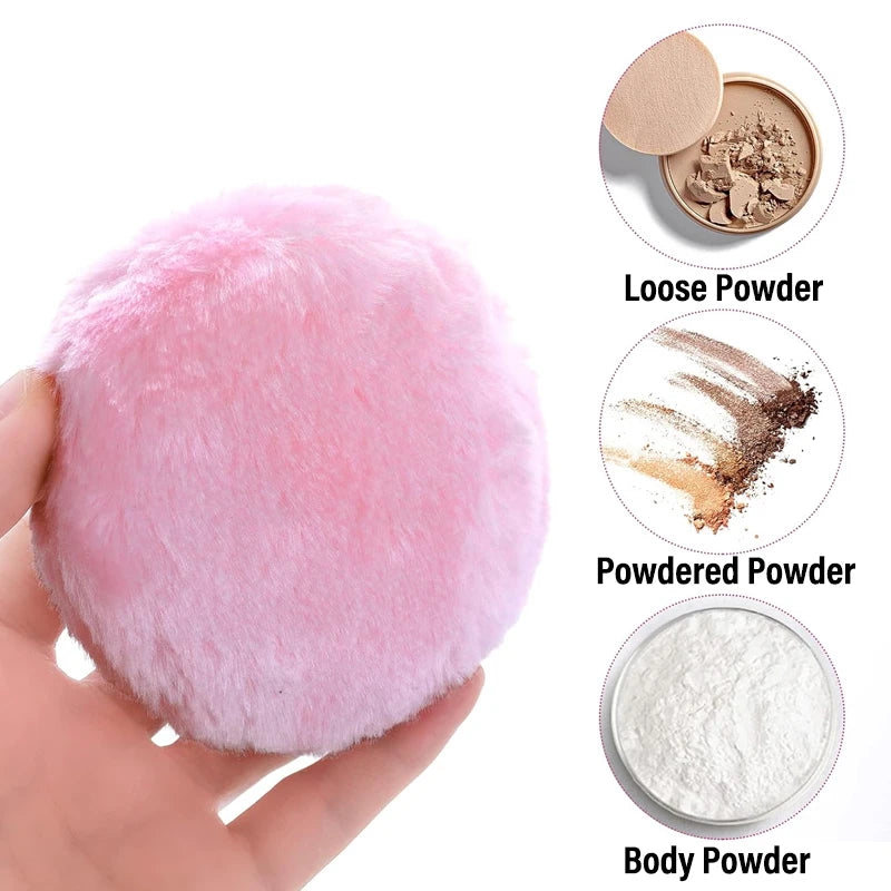 Large Fluffy Velour Powder Puff – Washable Wet & Dry Makeup Puff