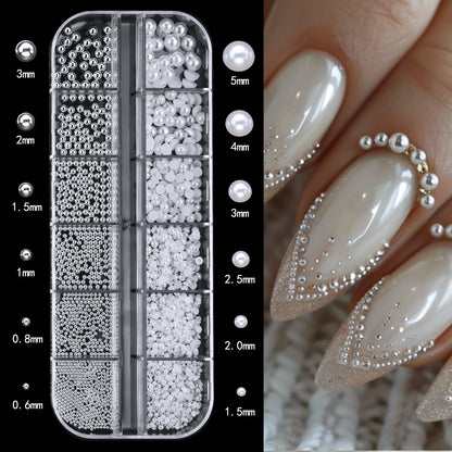 Pearl Nail Rhinestones, 12-Grid