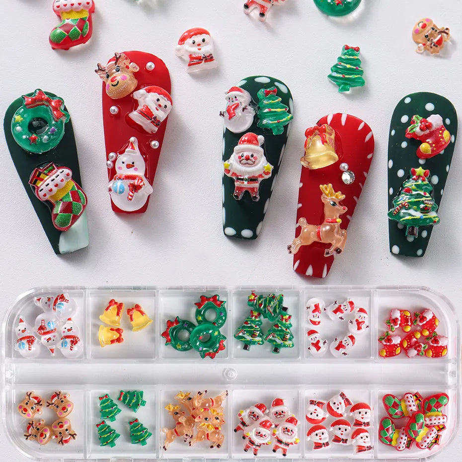 Christmas theme - 12-Grid Santa Claus Nail Art Charms