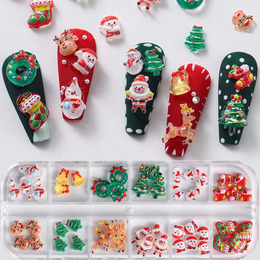 Christmas theme - 12-Grid Santa Claus Nail Art Charms