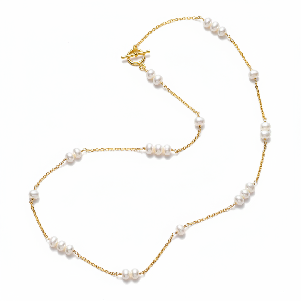 Gold Filled Natural Freshwater Pearl Chain Necklace