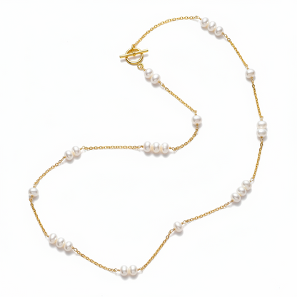 Gold Filled Natural Freshwater Pearl Chain Necklace
