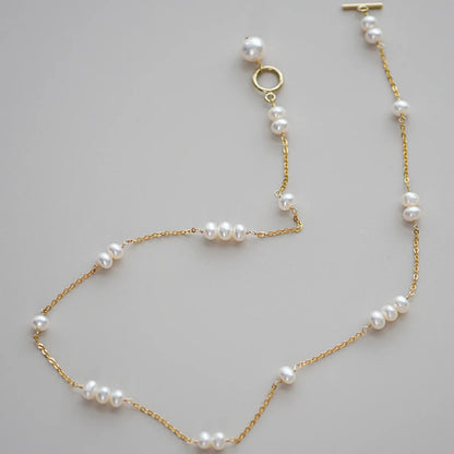 Gold Filled Natural Freshwater Pearl Chain Necklace